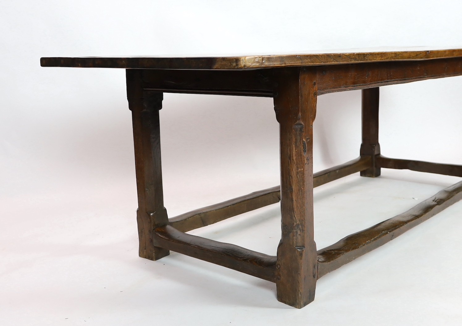 SOLD A late 17th / 18th century oak and elm refectory table, 246 x 90cm, height 77cm